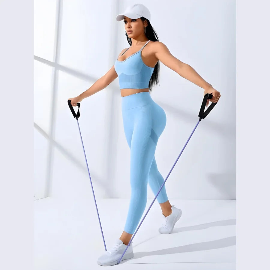 Conjunto leggings feminino 2/pcs sem costura  sutiã esportivo fitness
