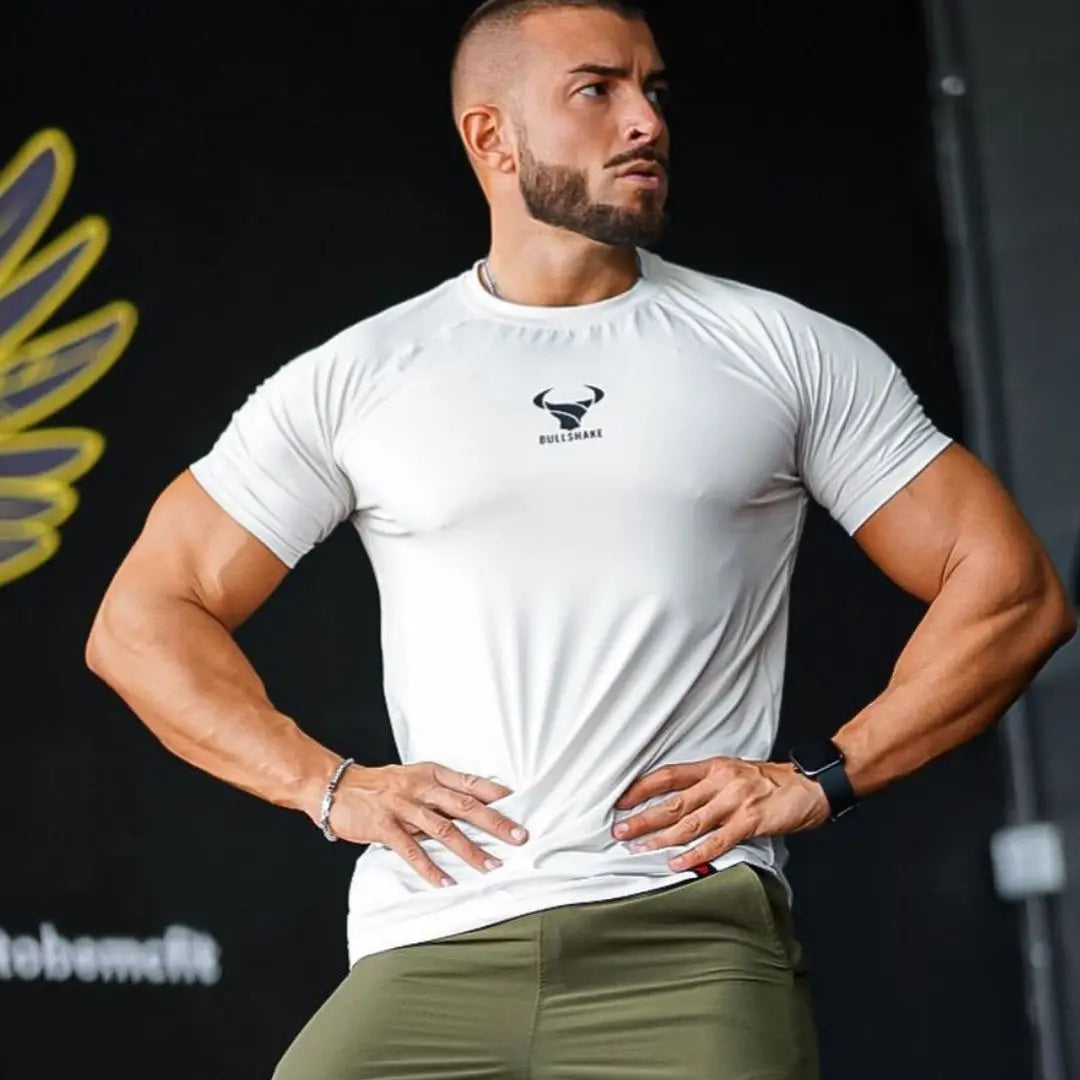 Camiseta fina de manga curta masculina, slim fit