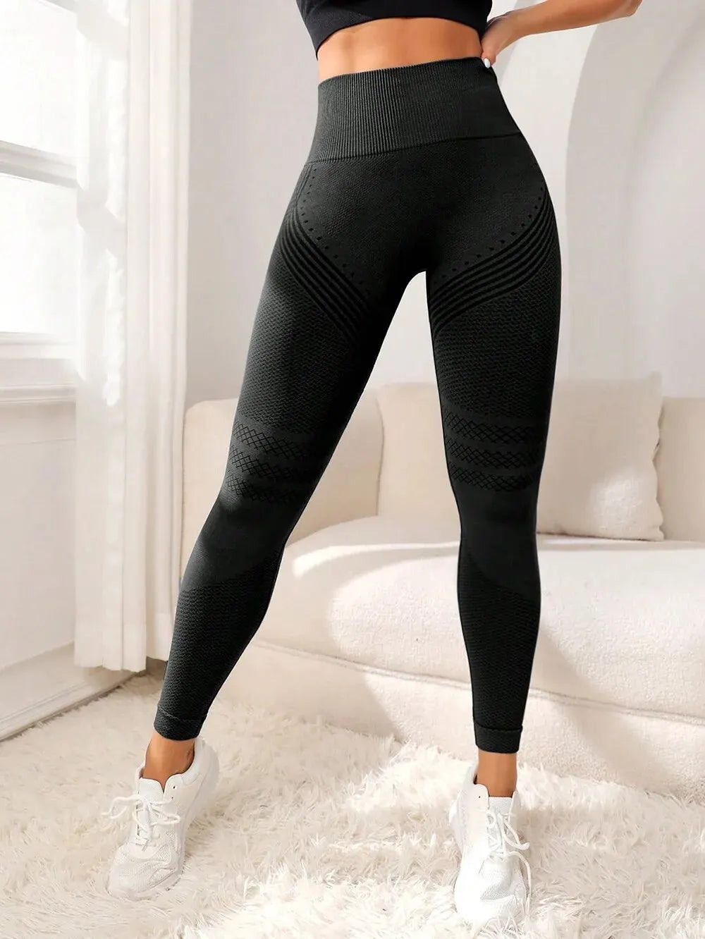 Calça Legging esportiva de cintura alta feminina com linhas sensuais, levanta o bumbum